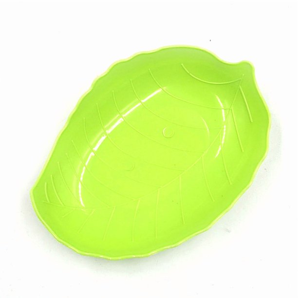 Leaf-Shaped Plastic Fruit Plate Candy Dish Snack Tray Solid Color Pink