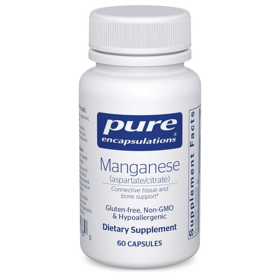 Pure Encapsulations Manganese (Aspartate/Citrate) | Hypoallergenic Trace Mineral Supplement for Connective Tissue and Bones | 60 Capsules