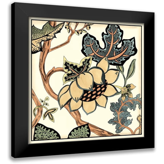 Zarris, Chariklia 12x12 Black Modern Framed Museum Art Print Titled - Jacobean Tile IV
