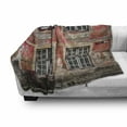 thumbnail image 3 of Urban Soft Flannel Fleece Throw Blanket, Medieval European Structure Nordic Old City Travel Landmark, Cozy Plush for Indoor and Outdoor Use, 50" x 60", Pale Orange Burgundy, by Ambesonne, 3 of 6