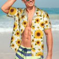 thumbnail image 7 of Pofeuu European-style Pattern Sunflower A Print Hawaiian Shirt for Men Sleeves Casual Button Down Summer Beach Dress Shirts T-Shirts,X-Large, 7 of 7