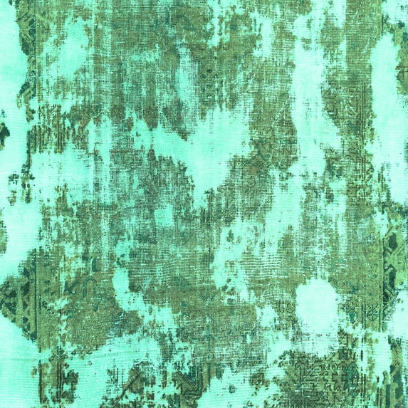 Ahgly Company Machine Washable Indoor Square Abstract Turquoise Blue Modern Area Rugs, 8' Square