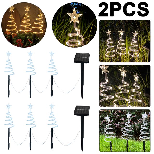 Juego 2 Luces Solares Estaca para Jardín Navidad Camino/patio/césped (A)