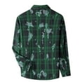 thumbnail image 4 of SHTXOZHI Mens Button Down Plaid Shirts Jacket Fall Casual Long Sleeve Collared Shirt Tops, 4 of 7