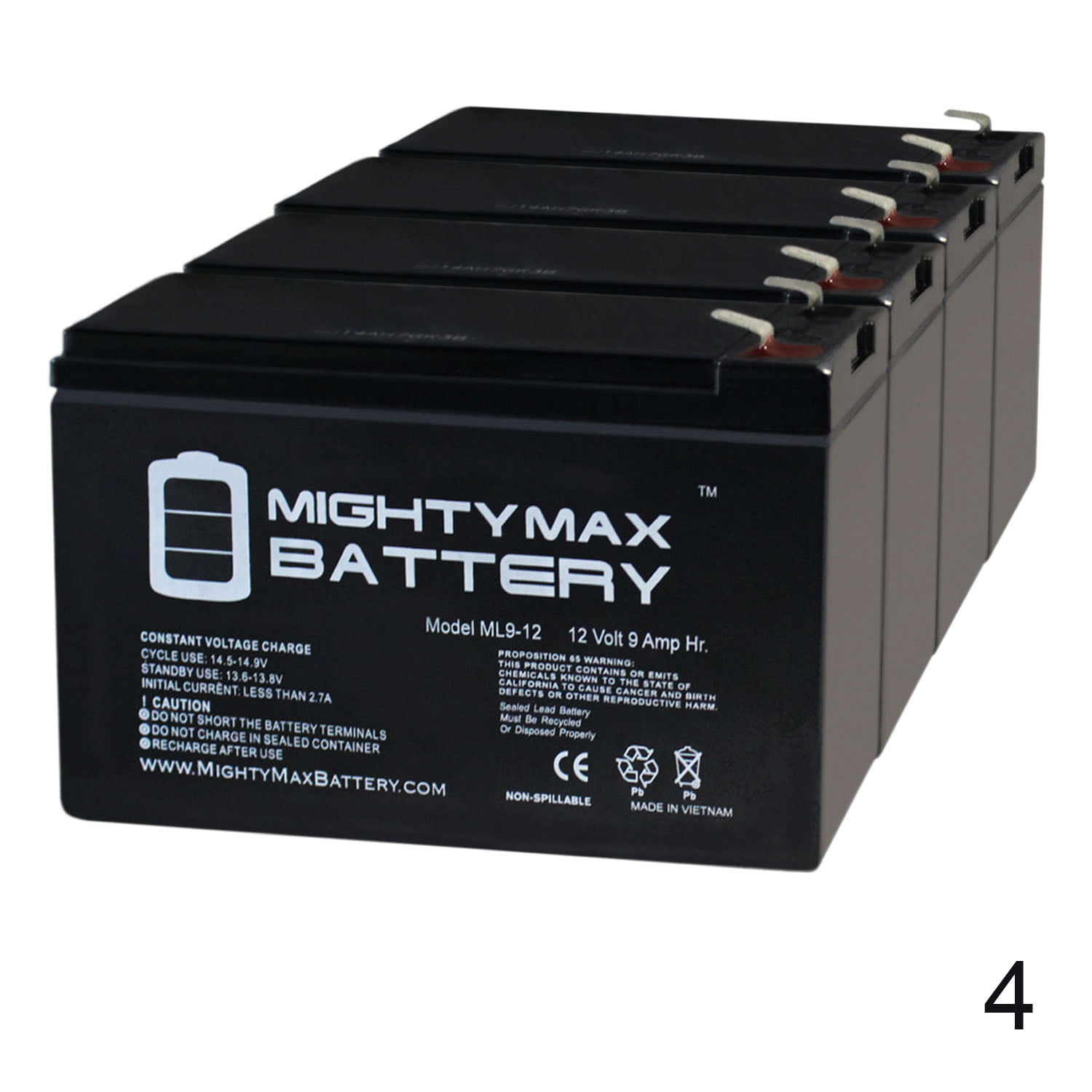 12V 9Ah SLA Battery Replacement for APC BackUPS Pro 1500 4 Pack