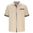 thumbnail image 4 of Men's Linen Shirts Casual Summer Short Sleeve Casual Tee Shirts Button Down Floral Print Beach Wedding Tops, 4 of 4