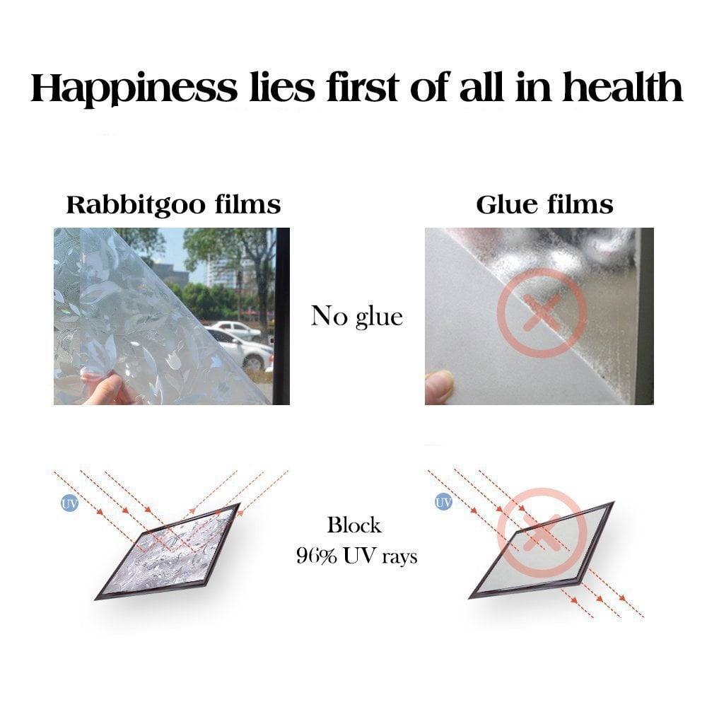 3D Static Glass Films Window Privacy Film Decorative Flower Sticker Anti-Uv Peel And Stick for Glass Home Kitchen Office Door 17.5" x 78.7"