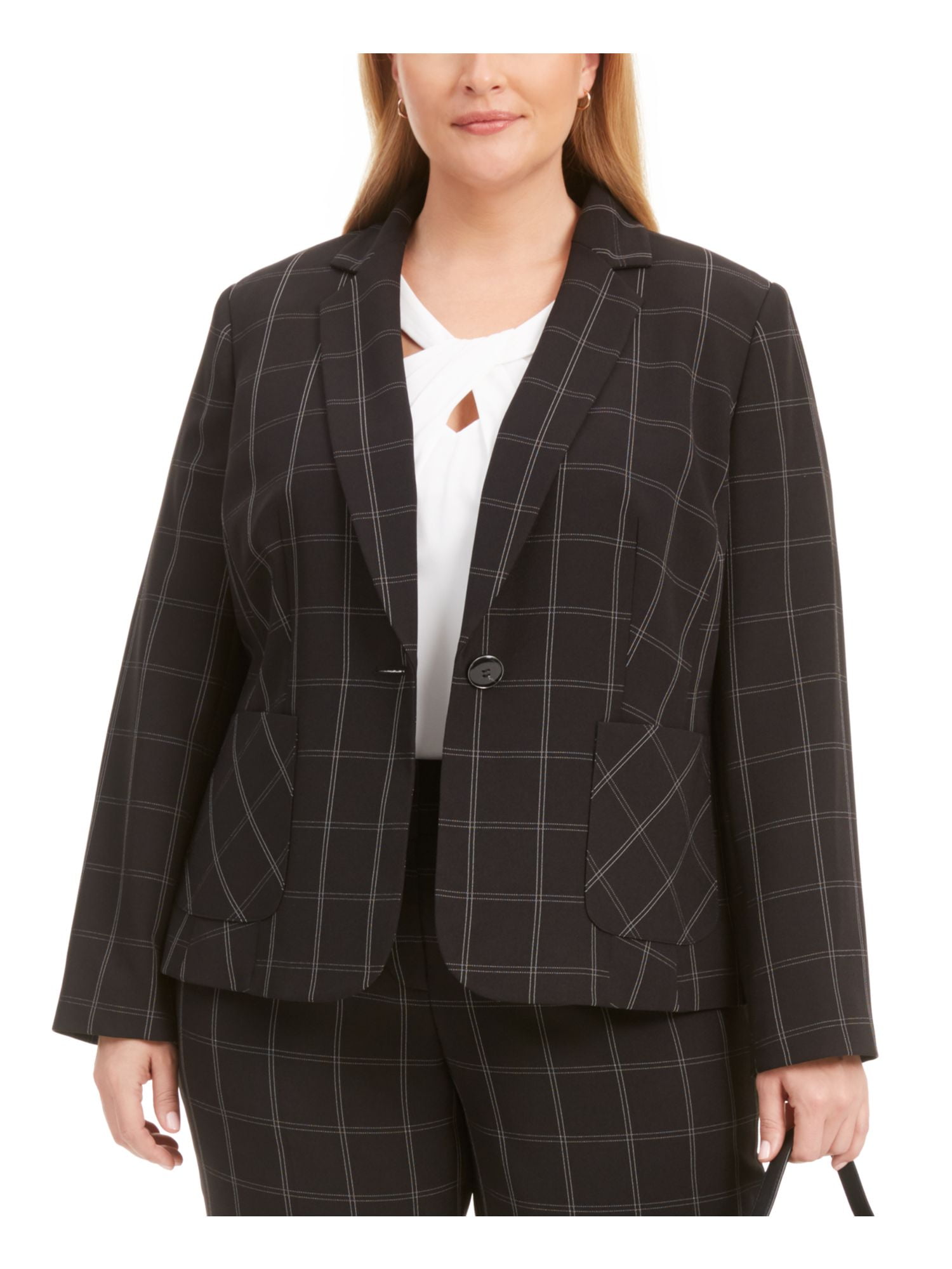 Kasper Womens Petite Size 1 Button Dotty Stripe Suit Jacket 