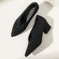 thumbnail image 4 of YDN Women Comfy Pointed Closed Toe V Cut Pumps Slip On Chunky Low Heels Formal Wear Outfit Work Shoes Size 10 Black, 4 of 4