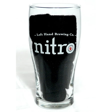 Left Hand Nitro Craft Beer Pub Glass, 1 Left Hand Brewery Nitro Stout Pint Glass By Left Hand