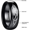 thumbnail image 5 of Male and Female 8mm Black Domed Celtic Knot Wedding Band Tungsten Carbide Promise Ring High Polished Size 7-12, 5 of 6