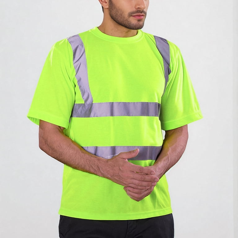 1/2/3/4 Pack High Visibility Shirts Quick Dry Safety T Shirts With 4 Reflective Strips Short Sleeve Mesh Hi Vis Work Shirt For Men
