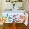 thumbnail image 4 of MIZHONA Light Blue Tablecloth Rectangle,Green Leaves Table Cloth for Kitchen Dinner Decor,60"x84", 4 of 5