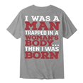 thumbnail image 5 of Creative 2D Printed "I WAS A MAN TRAPPED IN A ..." Mens T Shirt Casual Blouse Soft Tops For Men Solid Color Blouse For Men Daily Wear,S,Gray, 5 of 6