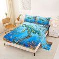 thumbnail image 2 of spefrowx Cartoon Undersea Turtle Queen Sheets for Boys, Coral Octopus Anchor Fish Queen Sheet Sets, 4pcs, 1 Flat Sheet, 1 Fitted Sheet and 2 Pillowcases, 2 of 5
