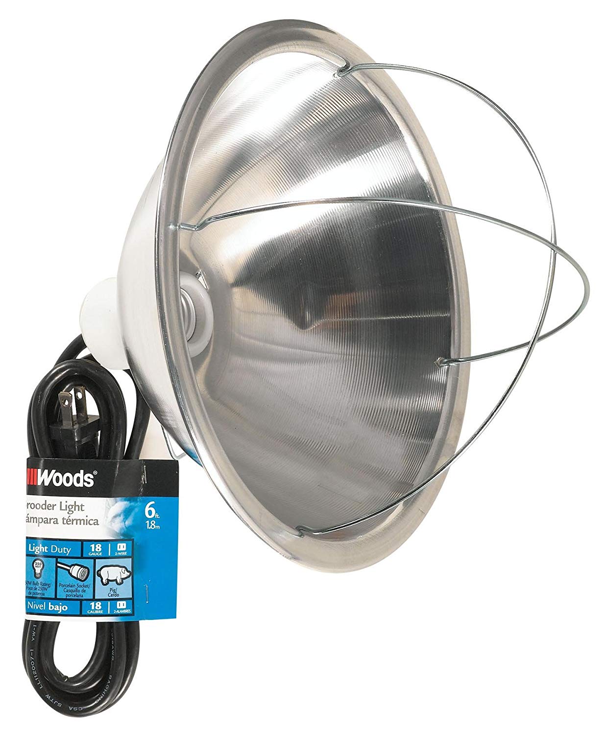 Woods 0165 Brooder Lamp with Bulb Guard,10.5 Inch Reflector and 6 Foot Cord (250 Watt, 18/2 SJTW)