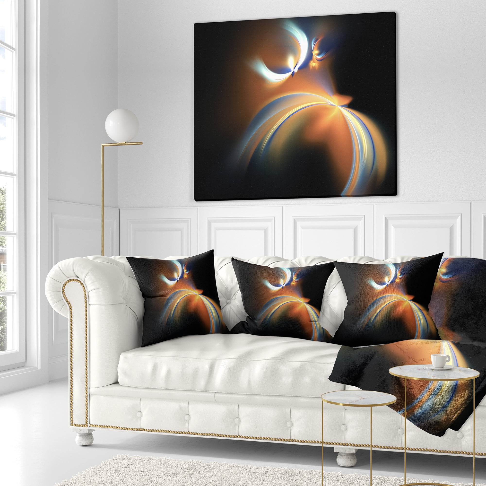 Designart Brown Floating Fractal Designs - Abstract Throw Pillow - 18x18