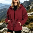 thumbnail image 5 of XPMWRP Women's Cinched Waist Hooded Windbreaker Water Resistant Zip Up Short Jacket Drawstring Hem Pockets for Hiking Daily Casual Outdoor Wear Wine M, 5 of 9
