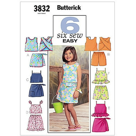 Butterick Pattern Children's and Girls' Top, Skort and Shorts, (2, 3, 4, 5)