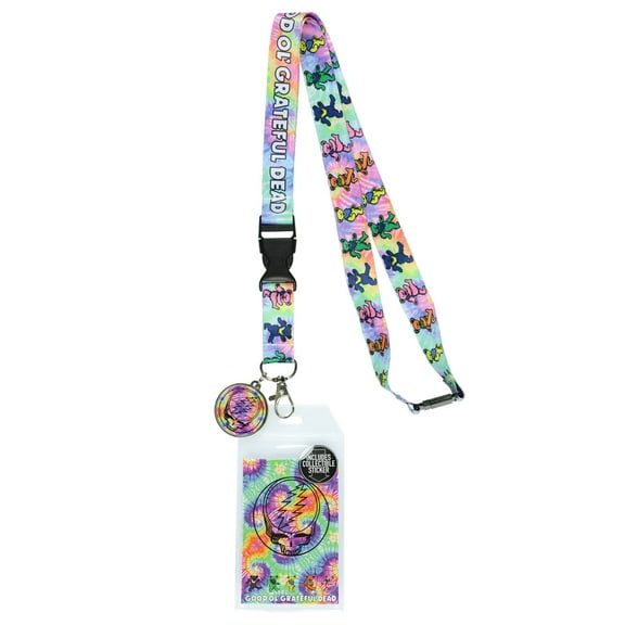 Grateful Dead Lanyard Tie-Dye Dancing Bears Clear ID Badge Holder Keychain