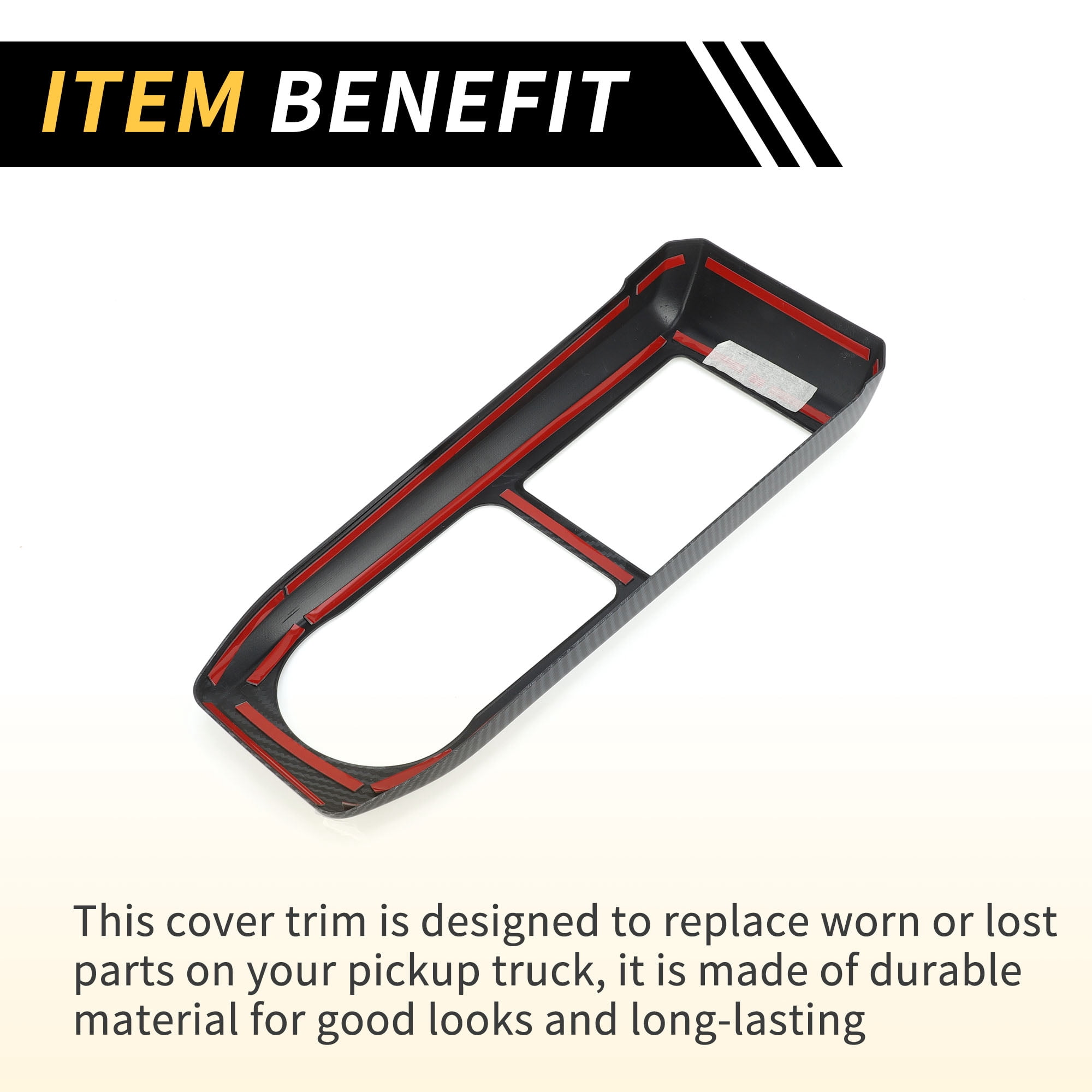 Unique Bargains 1 Pcs Center Console Gear Shift Frame Panel Cover Trim for Toyota Tacoma 2016-2023 Gear Shift Panel Decor Cover Sticker Carbon Fiber Pattern ABS Black