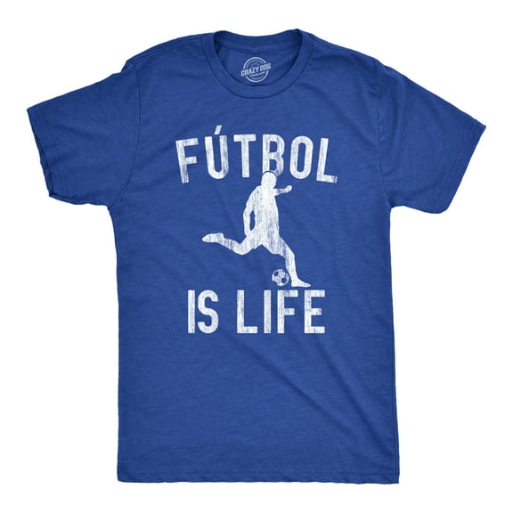 Mens Futbol Is Life T Shirt Funny Football Lovers Novelty Soccer Graphic Tee for Guys Graphic Tees