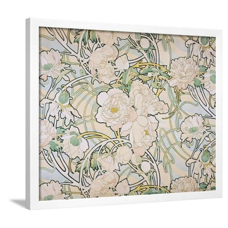 Peonies Art Nouveau White Flowers Framed Print Wall Art By Alphonse Mucha Peonies Art Nouveau White Flowers Framed Print Wall Art By Alphonse Mucha