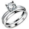 Envy Wedding Ring Set by Ginger Lyne Sterling Silver Engagement Ring and Band for Women