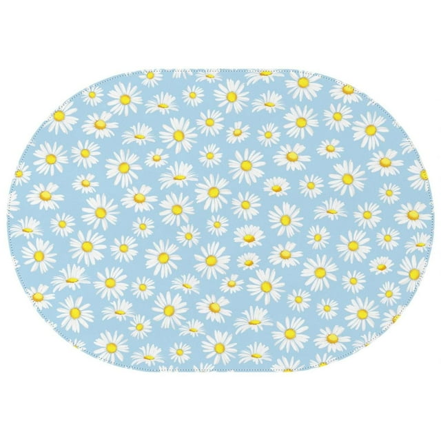 Oval Tablecloth Daisy Flower Farmhouse Rustic Tablecloth,Oil Proof Spill Proof Polyester Table Cover for Rectangle Tables,Durable Tableclothes Decoration Tablecloths for Camping Dining Buffet Parties