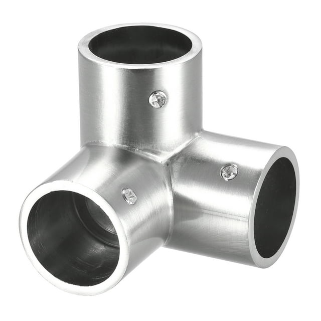 Riel Codo Montaje 90 Grados 3-Vías Zinc Aleación Tubería Conector Cepillado para 25mm/1" OD Pasamanos Barandilla 2uds