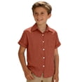thumbnail image 2 of WOYY Girls Short Sleeve Button Down Shirt Casual Solid Loose Fit Pocket Shirt, Sizes 3-16, 2 of 5