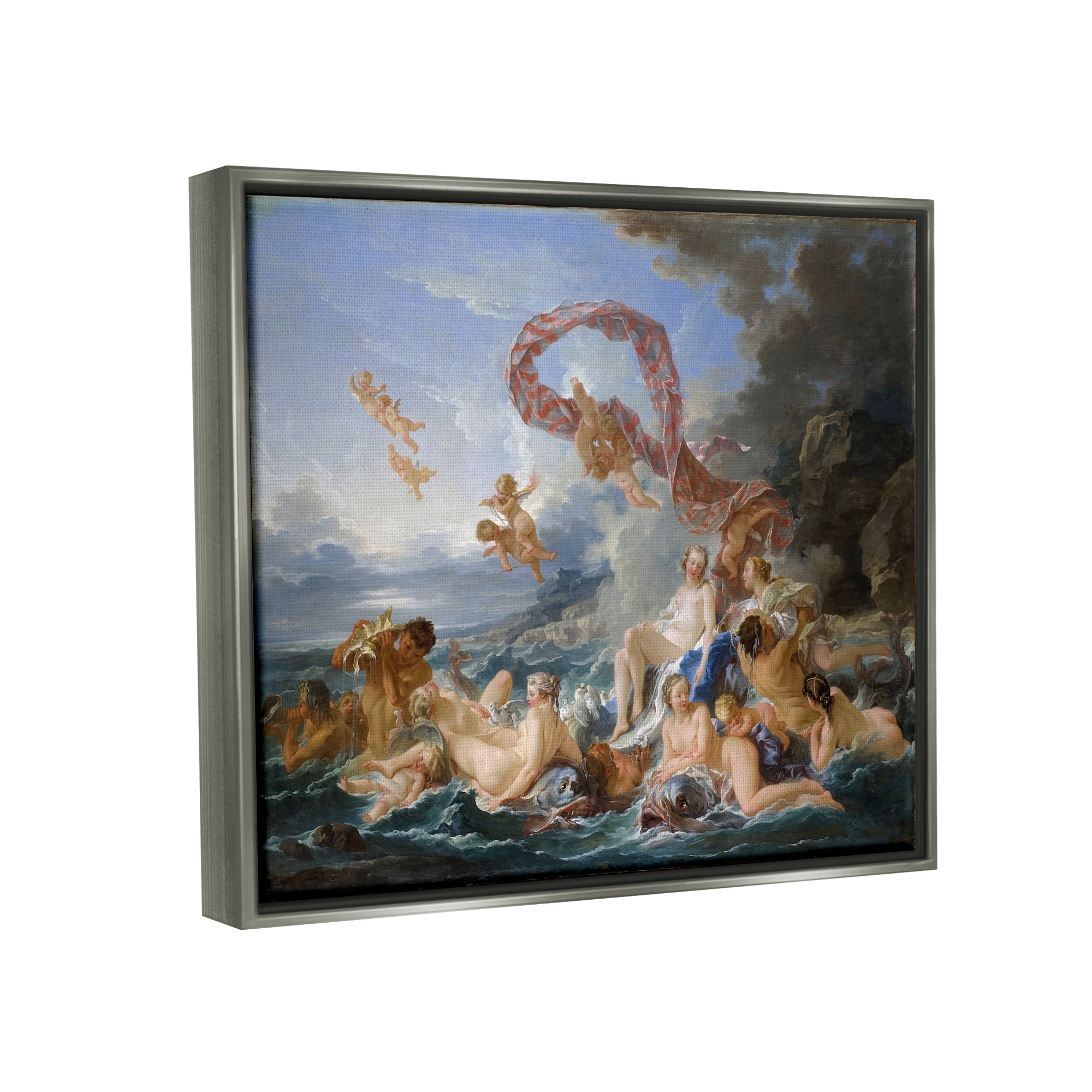 Stupell Industries The Triumph of Venus Francois Boucher Classic Painting Painting Luster Gray Floating Framed Canvas Print Wall Art, Design by one1000paintings