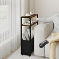 Narrow Side Table, Slim End Tables with Fabric Basket, Skinny Table for ...