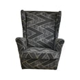 thumbnail image 4 of Abbracc Housse de Chaise Antidérapante Wingback Lavable Moderne Réutilisable 1 Place Polyester Stretch Noir Gris, 4 of 9