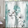 thumbnail image 3 of Rustic Farmhouse Shower Curtain, Farm Teal Daisy Floral Flowers and Butterfly on Country Wooden Shower Curtain for Bathroom, Turquoise Blue Bathroom Shower Curtains with 12PCS Hooks, 70X75IN, 3 of 18