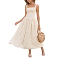 thumbnail image 1 of Vestido midi XinFsh 2025, verano, bohemio, a cuadros, cuello cuadrado, amarillo, 1 of 4