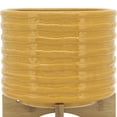 thumbnail image 2 of Sagebrook Home Ceramic 8" Textured Planter With Stand, Mustard, Round, Ceramic, Contemporary, 8"L X 8"W X 10"H, Solid Color, 2 of 7