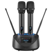 Unbranded Rechargeable Wireless Dual UHF Handheld Microphone System, Gray