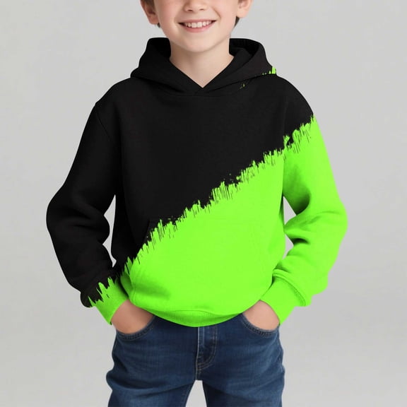Xdegoge Hoodies for Boy Long Sleeve Hooded Sweatshirt Fashion Color Block Prints Pullovers Gifts for Teen Boys Size 4-14