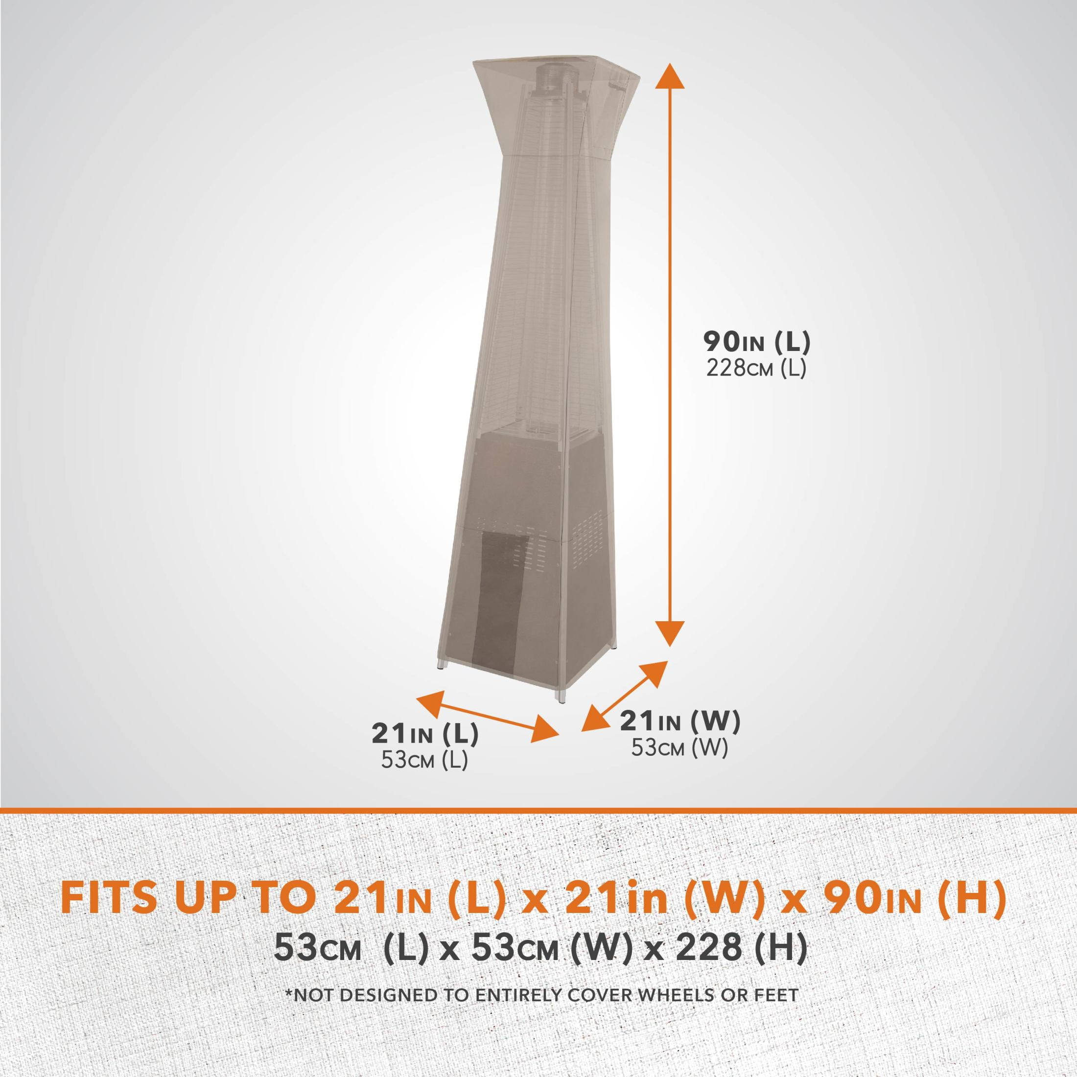 Modern Leisure Monterey Outdoor Pyramid Torch Patio Heater Cover, 21"L x 21"W x 90"H, Beige