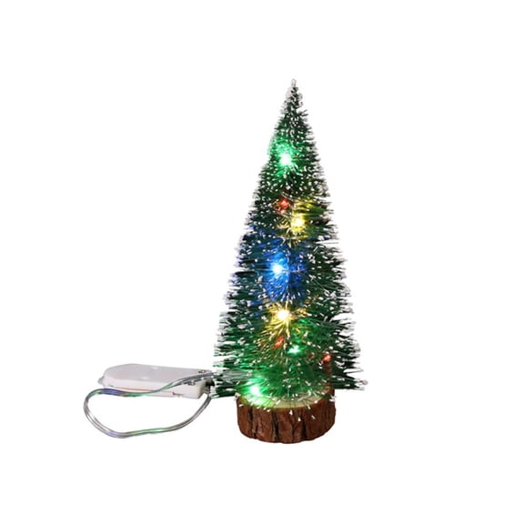 Mini Christmas Tree Small Pine Tree with Wooden Bases Bottle Brush Tree Christmas Gift Home Tabletop Tree Decor