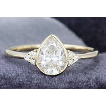 Jewelerix Bezel Pear Cut Ring 1.50 CT Moissanite Diamond Engagement Ring Plated Yellow Gold Gorgeous Mother's Day Gift