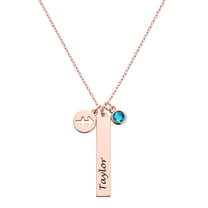 Personalized Planet Women's Personalized Name, Zodiac Sign and Birthstone Cluster Necklace