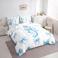 thumbnail image 3 of Homewish Cartoon Monogrammed J Bedding Comforter Set 7pcs for Teens, Watercolor Bow-tie King Bedding Sets, Blue Kawaii Letter Reversible Bed Sheets, Luxury Bedroom Decor, 3 of 7