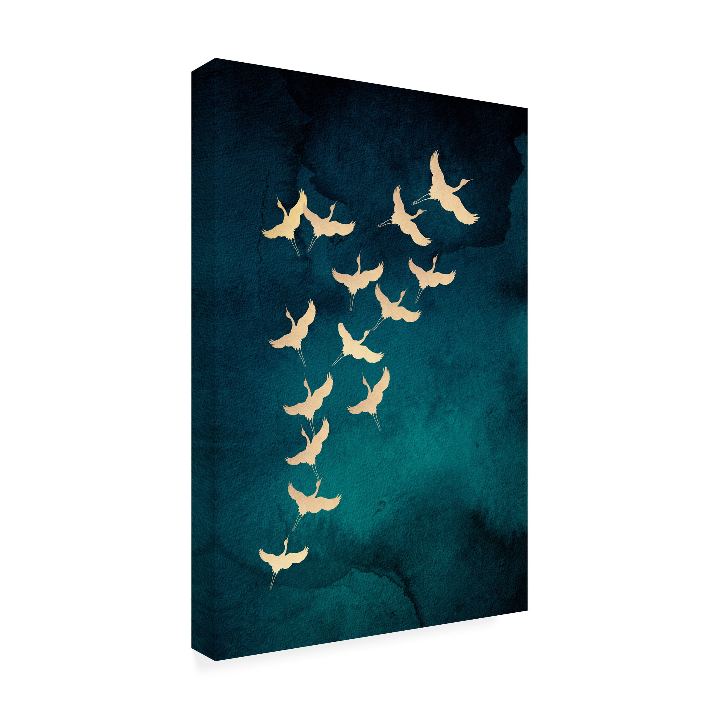 Aureous 'Teal Flying Cranes' Canvas Art