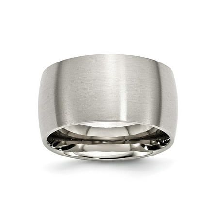 12mm Band Ring - Mens Stainless Steel 12mm Brushed Wedding Band Ring Size 11.5