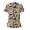 thumbnail image 3 of Goofa Coffee Makers Macaroons Chocolate Pattern Womens Deep V Neck Low Cut Tops Casual Summer Short Sleeve Ribbed Knit T-Shirts-Small, 3 of 5