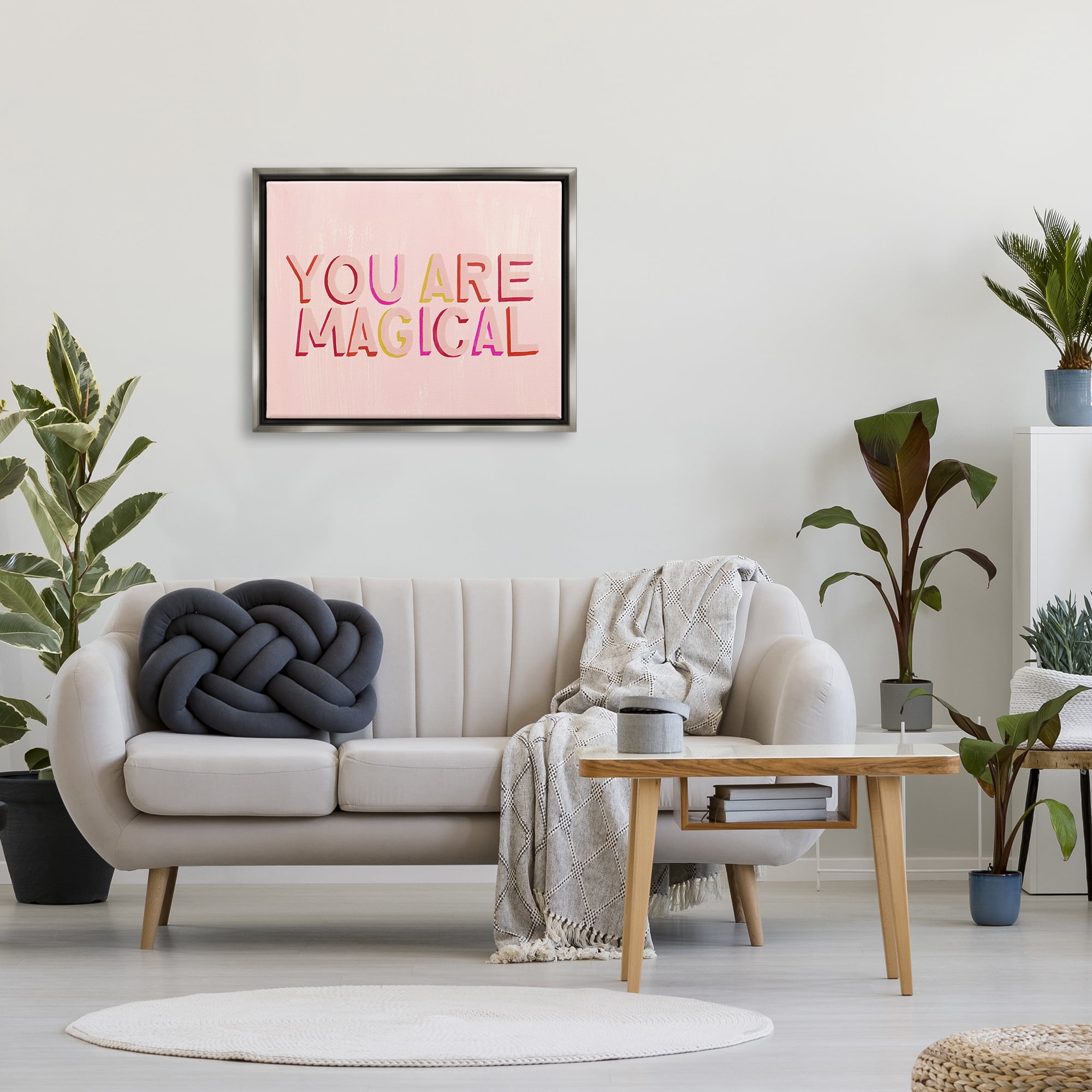 Stupell Industries You Are Magical Pink Self Esteem Inspirational Painting Gray Floater Framed Art Print Wall Art