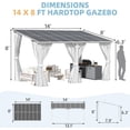 thumbnail image 6 of AECOJOY 14'x8' Gazebo Outdoor Pergola, Hardtop Lean to 8x14 Gazebo with Curtains and Netting, Pergolas and Gazebos Clearance with Patio Roof, Large Wall-Mounted Heavy Duty Awnings, White, 6 of 7