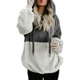 thumbnail image 2 of Baqcunre Hoodies For Women Splicing Sweatshirt Half Zipper Rope Hooded Double Fleece Sweatshirt Pullover Jacket Ladies Hooded Sweatshirt Womens Jacket Womens Fall Tops Gray 2 4XL, 2 of 5